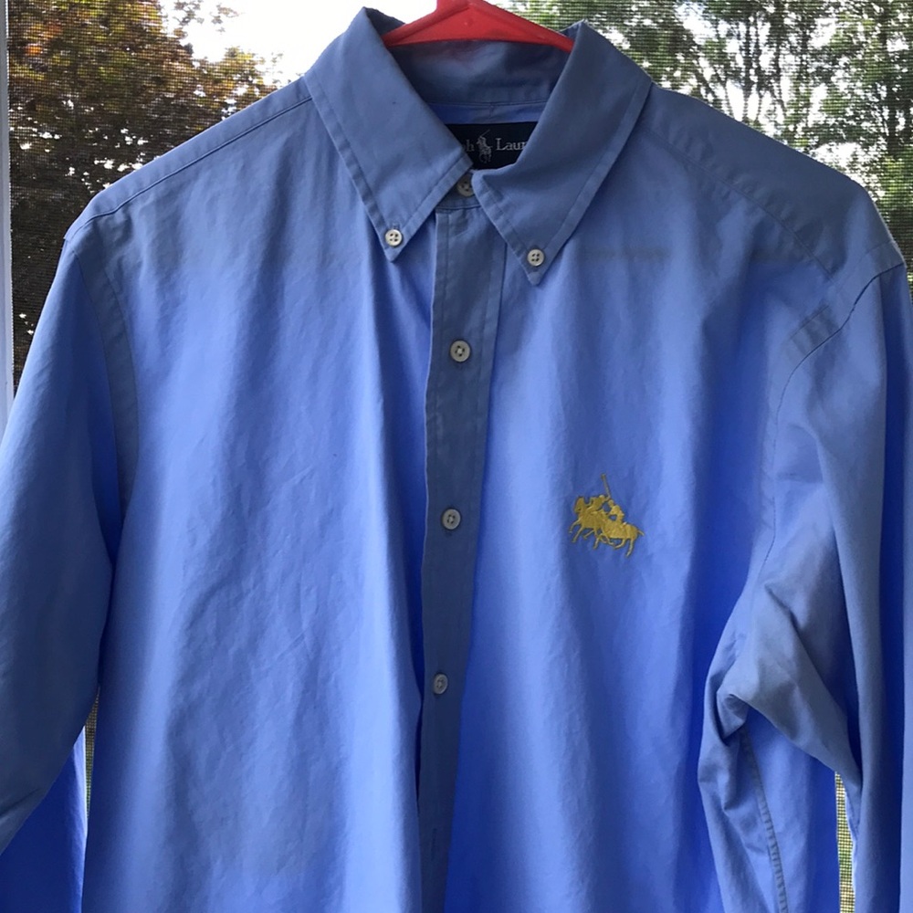 Ralph Lauren Blue Shirt with Yellow Logo